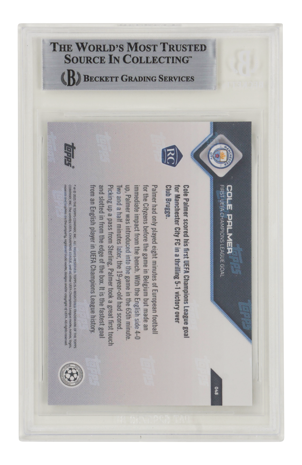 Cole Palmer Signed 2021-22 Topps Now UCL #48 Rookie Card - BGS Authentic